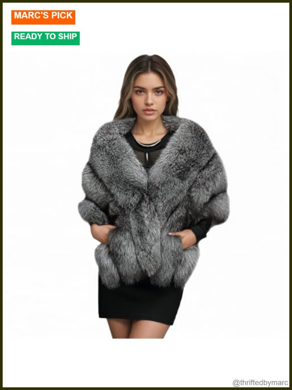 Faux Fur Shawl Wrap for Women with Pockets Winter Wedding Cover Up